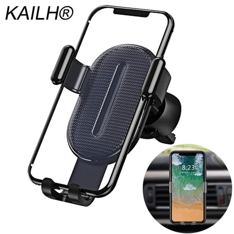 Support de téléphone Voiture Ventilation Gravité Support Telephone Voiture Grille Aeration pour IPhone XS/XR/X/8/7/6P, Samsung S10/S9/S8/S7 Note Huawei LG Sony