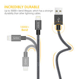 Câble lighting iPhone [MFI Certifié Apple], 2M Câble Lightning vers en Nylon Tressé Charge Rapide Synchro